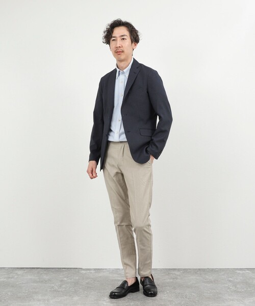 NOLLEY’S(ノーリーズ)の「《ビジカジ対応》トリコットサッカーテープ ボタンダウン半袖シャツ 26SS(シャツ/ブラウス・メンズ・オフホワイト/ブルー系その他/ネイビー・S/M/L/XL/XXL)」の11枚目の写真