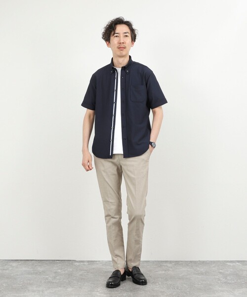 NOLLEY’S(ノーリーズ)の「《ビジカジ対応》トリコットサッカーテープ ボタンダウン半袖シャツ 26SS(シャツ/ブラウス・メンズ・オフホワイト/ブルー系その他/ネイビー・S/M/L/XL/XXL)」の17枚目の写真