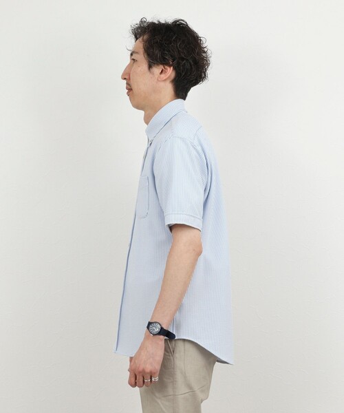 NOLLEY’S(ノーリーズ)の「《ビジカジ対応》トリコットサッカーテープ ボタンダウン半袖シャツ 26SS(シャツ/ブラウス・メンズ・オフホワイト/ブルー系その他/ネイビー・S/M/L/XL/XXL)」の22枚目の写真