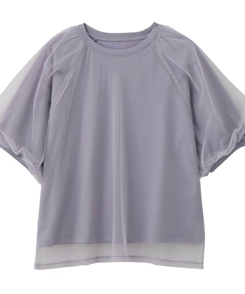 GITA（ジータ）の「親子でリンクチュールレイヤードボリューム袖Ｔシャツ（Tシャツ/カットソー・レディース・パープル系その他/アイボリー・M/L）」の2枚目の写真
