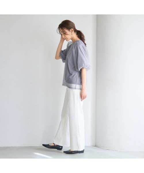 GITA（ジータ）の「親子でリンクチュールレイヤードボリューム袖Ｔシャツ（Tシャツ/カットソー・レディース・パープル系その他/アイボリー・M/L）」の7枚目の写真