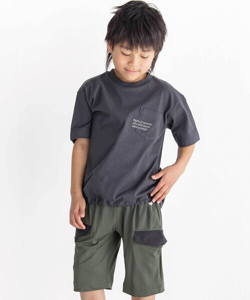 WASK(ワスク)の「【速乾】ドロストロゴポケットBIGTシャツ(Tシャツ/カットソー・キッズ・ホワイト/ブラック・150cm/160cm/140cm)」の18枚目の写真