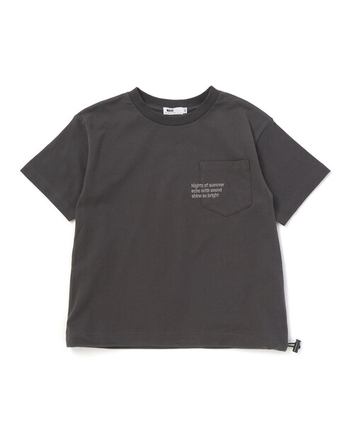 WASK(ワスク)の「【速乾】ドロストロゴポケットBIGTシャツ(Tシャツ/カットソー・キッズ・ホワイト/ブラック・150cm/160cm/140cm)」の6枚目の写真