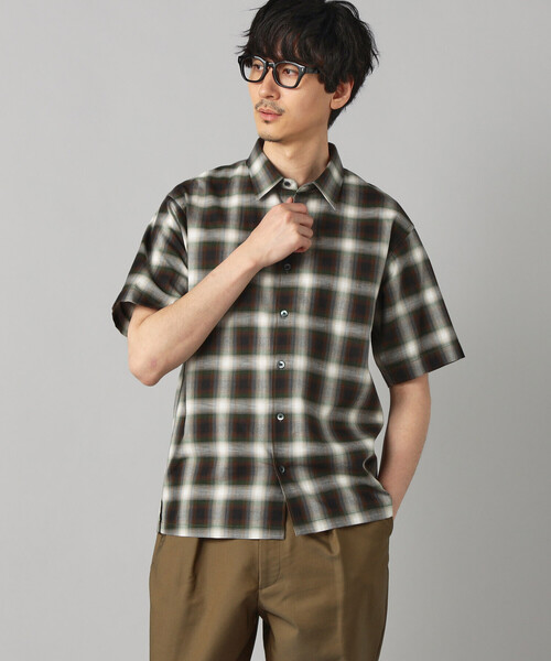COMME CA MEN(コムサメン)の「オンブレチェック 半袖レギュラーカラーシャツ(シャツ/ブラウス・メンズ・ダークブラウン/グレー系その他・S/M/L)」の1枚目の写真
