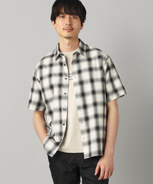COMME CA MEN(コムサメン)の「オンブレチェック 半袖レギュラーカラーシャツ(シャツ/ブラウス・メンズ・ダークブラウン/グレー系その他・S/M/L)」の6枚目の写真