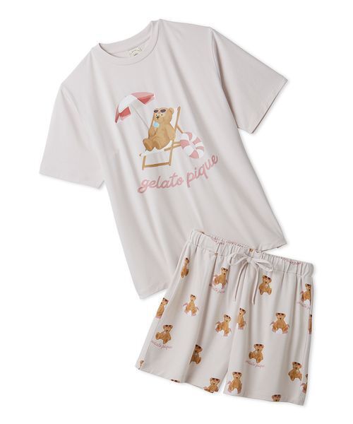 ONLINE限定】【接触冷感】サマーベア柄ワンポイントTシャツ&ショート