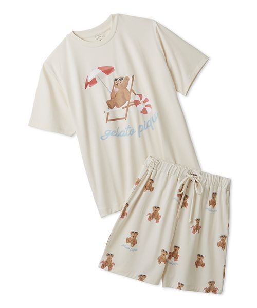 gelato pique ベアワンポイントTシャツ&ショートパンツセット F ONLINE限定】【接触冷感】サマーベア柄ワンポイントTシャツ&ショート
