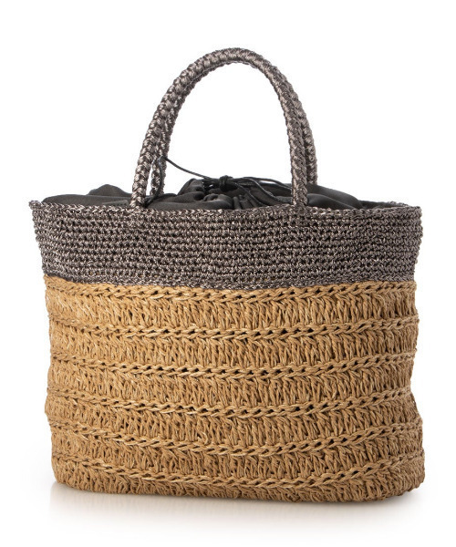 cache cache(カシュ カシュ)の「カシュカシュ cachecache / ラメ切替クロッシェトート カゴバッグ(かごバッグ・レディース・シルバー系その他/シルバー/ブラック・FREE)」の3枚目の写真