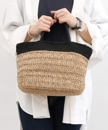 cache cache（カシュ カシュ）の「カシュカシュ cachecache / ラメ切替クロッシェトート カゴバッグ（かごバッグ）」