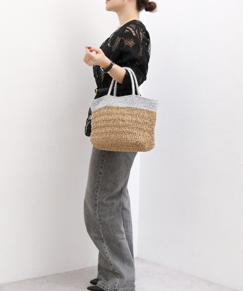 cache cache(カシュ カシュ)の「カシュカシュ cachecache / ラメ切替クロッシェトート カゴバッグ(かごバッグ・レディース・シルバー系その他/シルバー/ブラック・FREE)」の17枚目の写真
