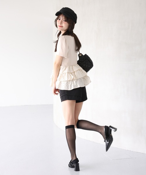 one after another NICE CLAUP(ワンアフターアナザーナイスクラップ)の「レイヤー風ショートパンツ(その他パンツ・レディース・ホワイト/ブラック/グレー・FREE)」の5枚目の写真