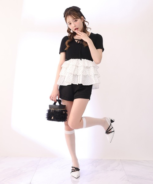 one after another NICE CLAUP(ワンアフターアナザーナイスクラップ)の「レイヤー風ショートパンツ(その他パンツ・レディース・ホワイト/ブラック/グレー・FREE)」の7枚目の写真