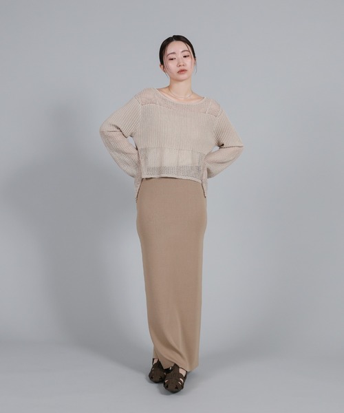 select MOCA Et(セレクトモカエト)の「【Et】Simple Knit Tight Skirt(スカート・レディース・ベージュ/ブラック・FREE)」の4枚目の写真