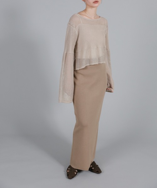select MOCA Et(セレクトモカエト)の「【Et】Simple Knit Tight Skirt(スカート・レディース・ベージュ/ブラック・FREE)」の14枚目の写真