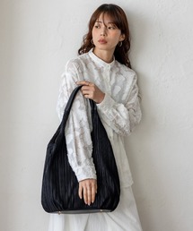 プリーツロングハンドルトートバッグ