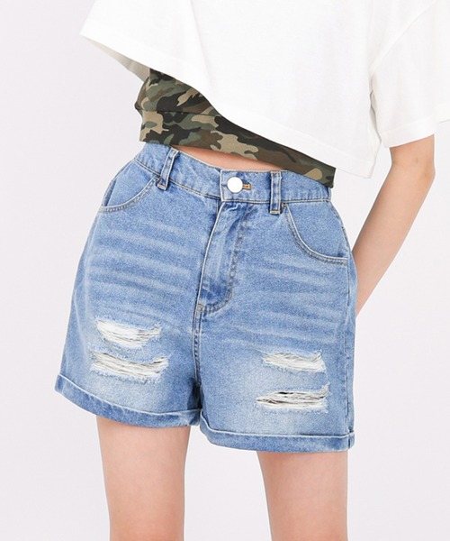 PINKHUNT(ピンクハント)の「PINKHUNT 接触冷感 デニムショートパンツ 1671K(その他パンツ・キッズ・ブラック/ブルー・120cm/130cm/150cm/160cm/140cm)」の2枚目の写真