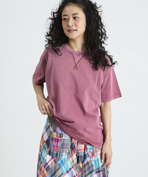 Freada(フリーダ)の「Freada/フリーダ Vガゼット ヴィンテージライク クルーネック Tシャツ(Tシャツ/カットソー・レディース・ワインレッド/イエロー/ダークグレー・ONE SIZE)」の7枚目の写真