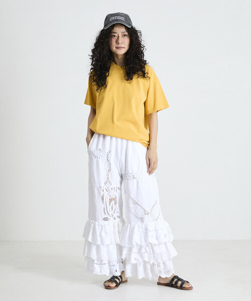 Freada(フリーダ)の「Freada/フリーダ Vガゼット ヴィンテージライク クルーネック Tシャツ(Tシャツ/カットソー・レディース・ワインレッド/イエロー/ダークグレー・ONE SIZE)」の11枚目の写真