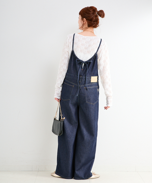 B.C STOCK（ベーセーストック）の「《追加》ウォッシャブル / DU JOUR / デュ ジュール BK-BOW JEAN SALOPETTE（サロペット/オーバーオール・レディース・ネイビー・FREE）」の5枚目の写真