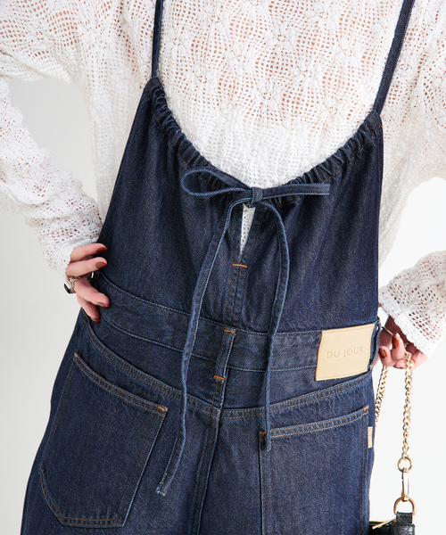 B.C STOCK（ベーセーストック）の「《追加》ウォッシャブル / DU JOUR / デュ ジュール BK-BOW JEAN SALOPETTE（サロペット/オーバーオール・レディース・ネイビー・FREE）」の6枚目の写真