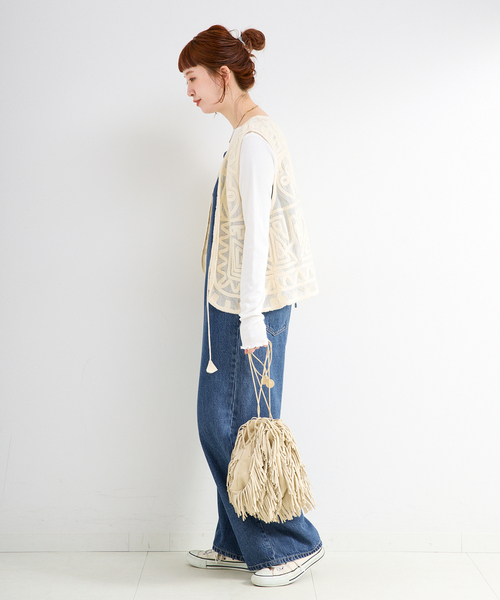 B.C STOCK（ベーセーストック）の「《追加》ウォッシャブル / DU JOUR / デュ ジュール BK-BOW JEAN SALOPETTE（サロペット/オーバーオール・レディース・ネイビー・FREE）」の9枚目の写真