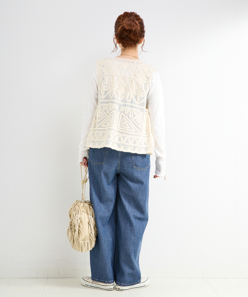 B.C STOCK（ベーセーストック）の「《追加》ウォッシャブル / DU JOUR / デュ ジュール BK-BOW JEAN SALOPETTE（サロペット/オーバーオール・レディース・ネイビー・FREE）」の10枚目の写真