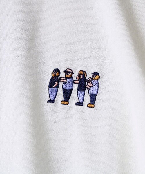 FREDY MAC（フレディーマック）の「【FREDYMAC/フレディマック】度詰め天竺オジサン刺繍TEE（Tシャツ/カットソー・メンズ・ホワイト/チャコールグレー・L/M）」の5枚目の写真