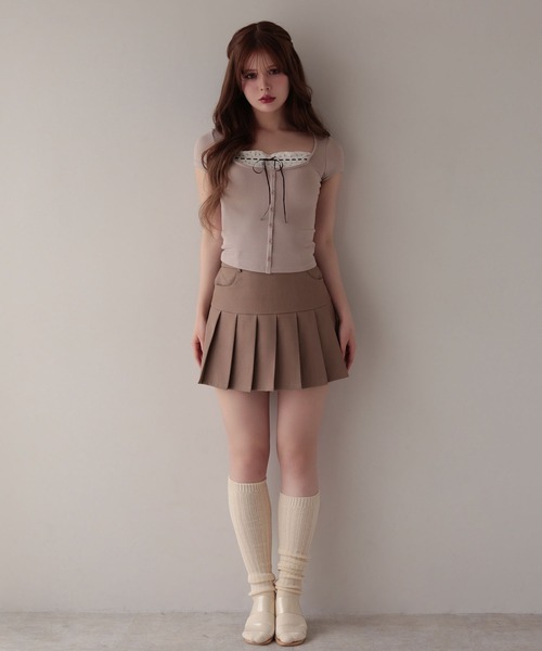 M DOLLY（エムドリー）の「Flower lilia layered rib tops/フラワーリリアレイヤードリブトップス（Tシャツ/カットソー・レディース・グレー/ベージュ・FREE）」の16枚目の写真