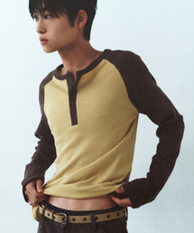 DRUNKTXT（ドランクテキスト）の「Reglan Henly Neck Long Sleeve Brown（Tシャツ/カットソー）」