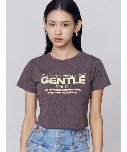 EMODA(エモダ)の「GENTLEプリントTシャツ(Tシャツ/カットソー・レディース・ブラウン/ピンク/ホワイト/グレー・FREE)」の3枚目の写真
