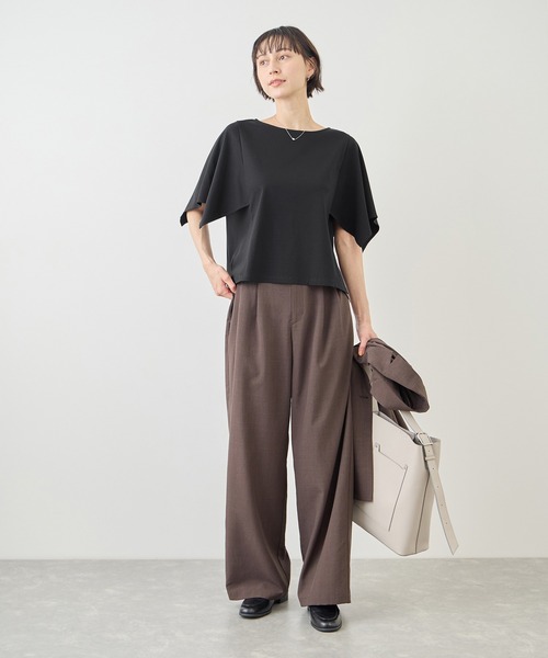 ROPE' PICNIC(ロペピクニック)の「70シルケットハンカチスリーブトップス/UVカット・接触冷感(Tシャツ/カットソー・レディース・グリーン/ホワイト/ブラック/ラベンダー・FREE)」の5枚目の写真