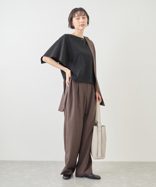 ROPE' PICNIC(ロペピクニック)の「70シルケットハンカチスリーブトップス/UVカット・接触冷感(Tシャツ/カットソー・レディース・グリーン/ホワイト/ブラック/ラベンダー・FREE)」の6枚目の写真