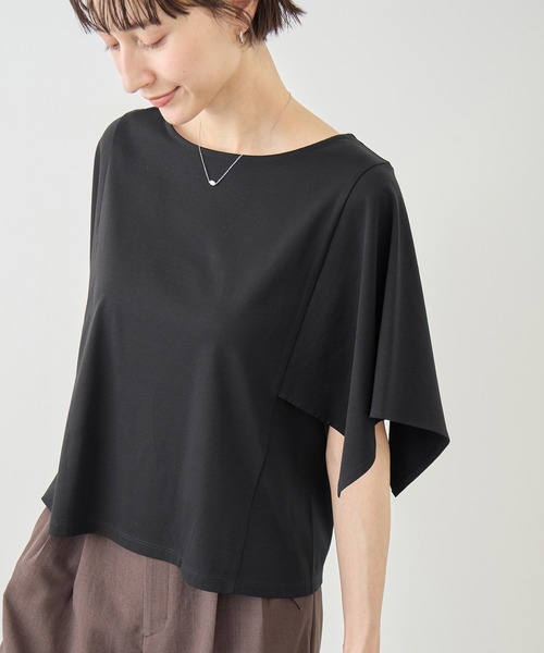 ROPE' PICNIC(ロペピクニック)の「70シルケットハンカチスリーブトップス/UVカット・接触冷感(Tシャツ/カットソー・レディース・グリーン/ホワイト/ブラック/ラベンダー・FREE)」の7枚目の写真