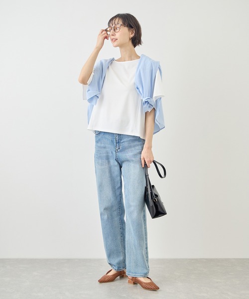 ROPE' PICNIC(ロペピクニック)の「70シルケットハンカチスリーブトップス/UVカット・接触冷感(Tシャツ/カットソー・レディース・グリーン/ホワイト/ブラック/ラベンダー・FREE)」の13枚目の写真
