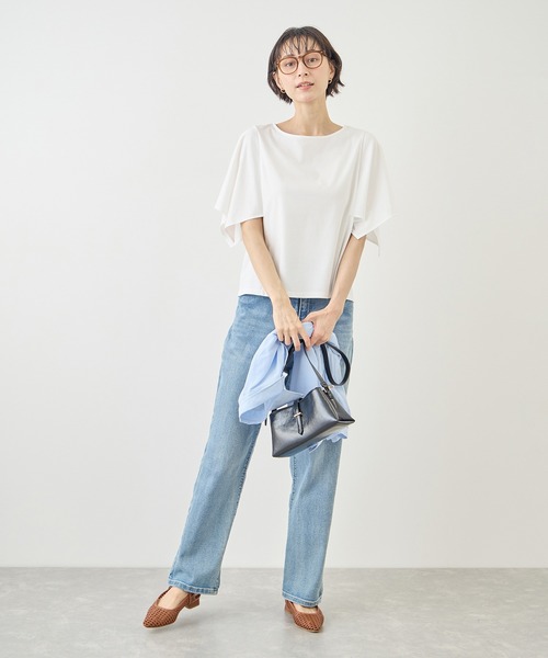 ROPE' PICNIC(ロペピクニック)の「70シルケットハンカチスリーブトップス/UVカット・接触冷感(Tシャツ/カットソー・レディース・グリーン/ホワイト/ブラック/ラベンダー・FREE)」の14枚目の写真