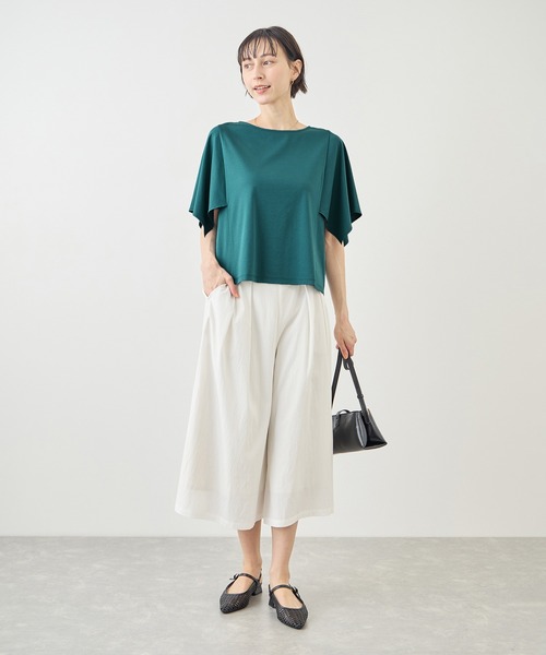 ROPE' PICNIC(ロペピクニック)の「70シルケットハンカチスリーブトップス/UVカット・接触冷感(Tシャツ/カットソー・レディース・グリーン/ホワイト/ブラック/ラベンダー・FREE)」の15枚目の写真