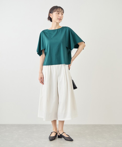 ROPE' PICNIC(ロペピクニック)の「70シルケットハンカチスリーブトップス/UVカット・接触冷感(Tシャツ/カットソー・レディース・グリーン/ホワイト/ブラック/ラベンダー・FREE)」の16枚目の写真