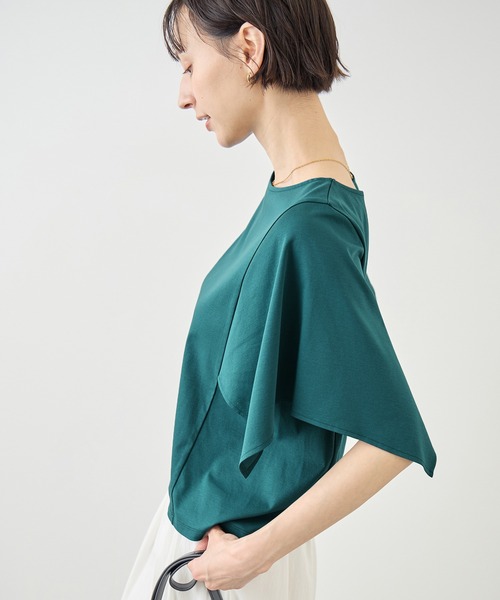 ROPE' PICNIC(ロペピクニック)の「70シルケットハンカチスリーブトップス/UVカット・接触冷感(Tシャツ/カットソー・レディース・グリーン/ホワイト/ブラック/ラベンダー・FREE)」の17枚目の写真