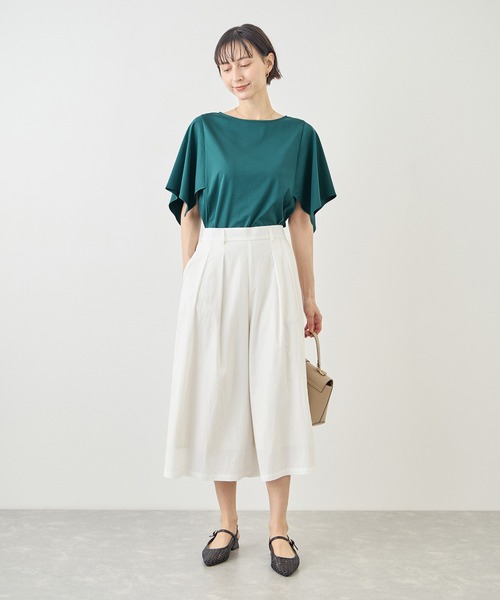 ROPE' PICNIC(ロペピクニック)の「70シルケットハンカチスリーブトップス/UVカット・接触冷感(Tシャツ/カットソー・レディース・グリーン/ホワイト/ブラック/ラベンダー・FREE)」の18枚目の写真