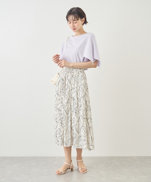 ROPE' PICNIC(ロペピクニック)の「70シルケットハンカチスリーブトップス/UVカット・接触冷感(Tシャツ/カットソー・レディース・グリーン/ホワイト/ブラック/ラベンダー・FREE)」の19枚目の写真