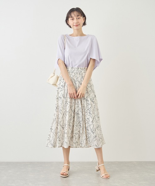 ROPE' PICNIC(ロペピクニック)の「70シルケットハンカチスリーブトップス/UVカット・接触冷感(Tシャツ/カットソー・レディース・グリーン/ホワイト/ブラック/ラベンダー・FREE)」の20枚目の写真