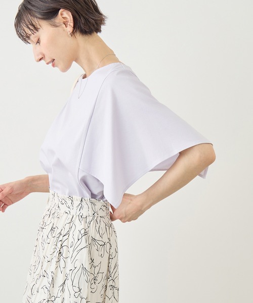 ROPE' PICNIC(ロペピクニック)の「70シルケットハンカチスリーブトップス/UVカット・接触冷感(Tシャツ/カットソー・レディース・グリーン/ホワイト/ブラック/ラベンダー・FREE)」の21枚目の写真