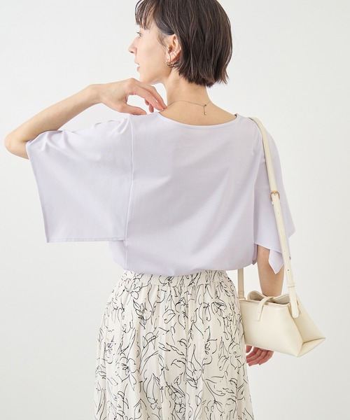 ROPE' PICNIC(ロペピクニック)の「70シルケットハンカチスリーブトップス/UVカット・接触冷感(Tシャツ/カットソー・レディース・グリーン/ホワイト/ブラック/ラベンダー・FREE)」の22枚目の写真