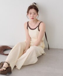 【2サイズ展開/低身長サイズ】ホルターキャミサロペット