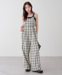 Kastane | 【WEB先行/2サイズ展開/無地&チェック】ホルターキャミサロペット(サロペット/オーバーオール)