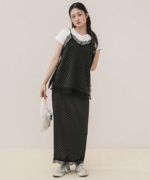 HEILIS（ヘイリス）の「サテンレースナロースカート/サテンスカート ナロースカート レーススカート ロングスカート Iラインスカート 光沢スカート 韓国ファッション きれいめ カジュアル 春服 夏服 秋服 ブラック ブラウン（スカート・レディース・ブラック系その他・FREE）」の12枚目の写真