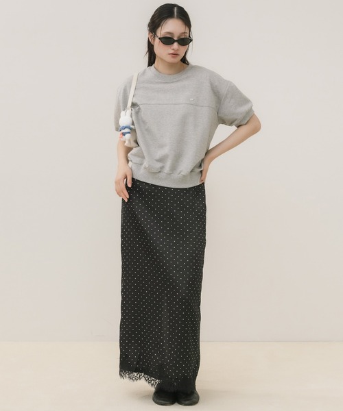 HEILIS（ヘイリス）の「サテンレースナロースカート/サテンスカート ナロースカート レーススカート ロングスカート Iラインスカート 光沢スカート 韓国ファッション きれいめ カジュアル 春服 夏服 秋服 ブラック ブラウン（スカート・レディース・ブラック系その他・FREE）」の13枚目の写真