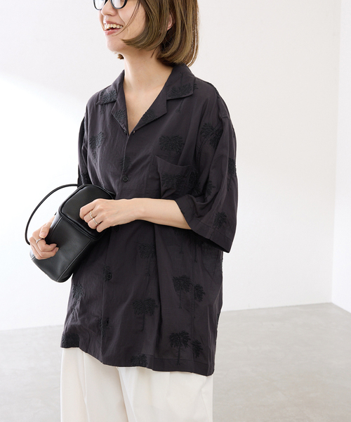 FRAMeWORK（フレームワーク）の「COUTURE DADAM/クチュールドアダム parm tree embroidery シャツ（シャツ/ブラウス・レディース・ブラック/ホワイト系その他・FREE）」の7枚目の写真