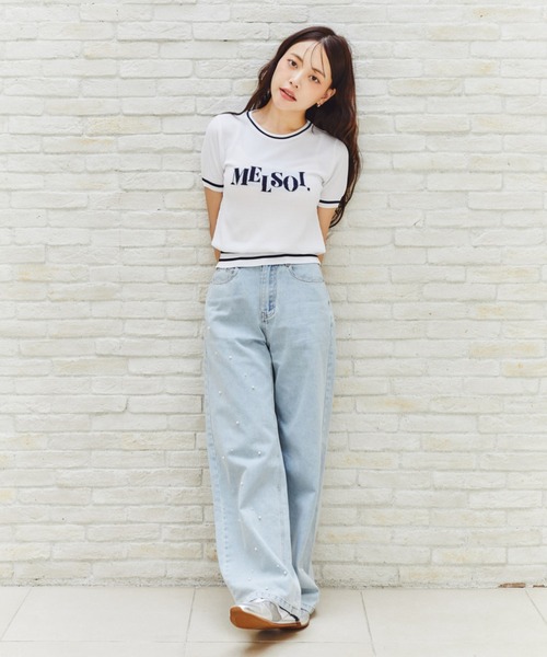 MELSOI.(メルソイ)の「ランダムパールデコレーションデニムパンツ(デニムパンツ・レディース・ライトブルー・M/S)」の16枚目の写真