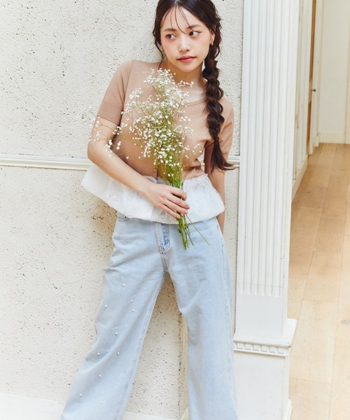 MELSOI.(メルソイ)の「ランダムパールデコレーションデニムパンツ(デニムパンツ・レディース・ライトブルー・M/S)」の15枚目の写真
